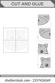 Cut and glue Tiger face. Worksheet for kids