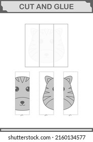 Schneiden und Kleben Tiger Gesicht. Arbeitsblatt für Kinder