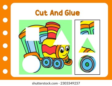 cut and glue train. kids play fun