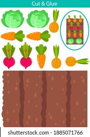 Schneiden und Leimen: Gemüsegarten, Kohl, Karotten, Zuckerrüben, Zwiebeln