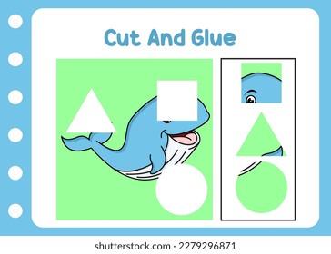 cut and glue whale vector