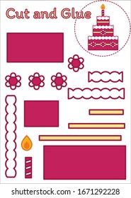 Cut and Glue Worksheet - Birthday Cake