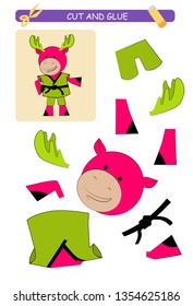 Cut and glue worksheet: elk.  Educational game for kids. 