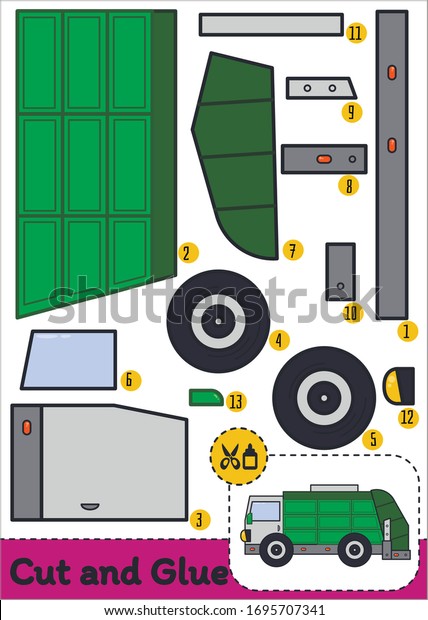 Cut Glue Worksheet Garbage Truck Stock Vector (Royalty Free) 1695707341