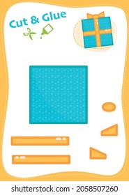 Cut and Glue Worksheet - Gift in blue box