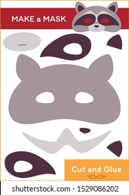 Cut Glue Worksheet Make Mask Raccoon Stock Vector (Royalty Free ...