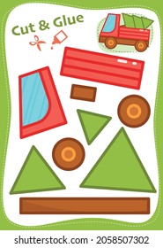 Cut and Glue Worksheet - Pickup with Christmas tree