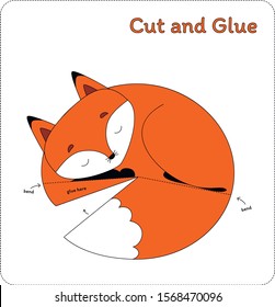 Cut and Glue Worksheet - Sleeping Animals - Fox