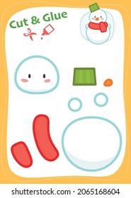 Cut and Glue Worksheet - Snowman