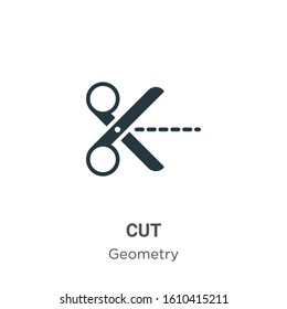 Cut glyph icon vector on white background. Flat vector cut icon symbol sign from modern geometry collection for mobile concept and web apps design.