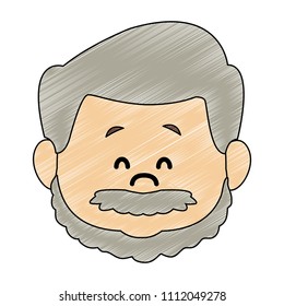 Cut grandfather face cartoon scribble