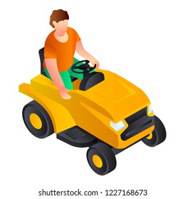 Cut grass machine icon. Isometric of cut grass machine vector icon for web design isolated on white background