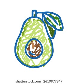 cut green avocado leaves doodle icon sketch vector. cut green avocado leaves sign. isolated symbol illustration