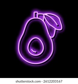 cut green avocado leaves neon light sign vector. cut green avocado leaves illustration