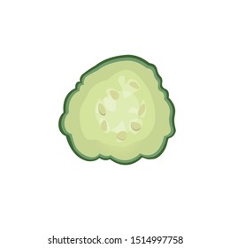 Cut green cucumber. Top view. Vector illustration isolated on white background