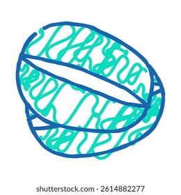 cut green kiwi doodle icon sketch vector. cut green kiwi sign. isolated symbol illustration