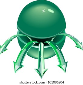 The cut green sphere with shooters.