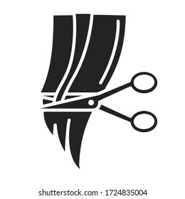 Cut hair black glyph line icon. Haircutting shears. Hairdresser services. Professional hair styling. Beauty industry. 