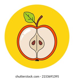 cut half of an apple. ripe fruit cut. flat vector illustration.