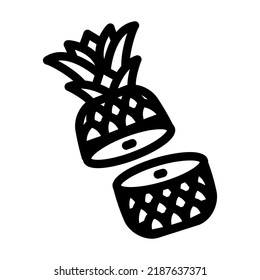 cut half a pineapple line icon vector. cut half a pineapple sign. isolated contour symbol black illustration