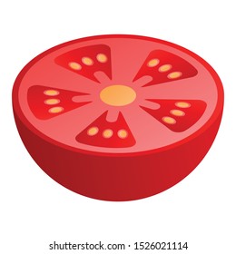 Cut in half tomato icon. Isometric of cut half tomato vector icon for web design isolated on white background