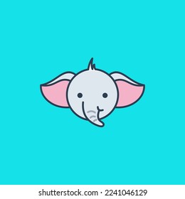 Cut Head Elephant Logo Illustratioon Design