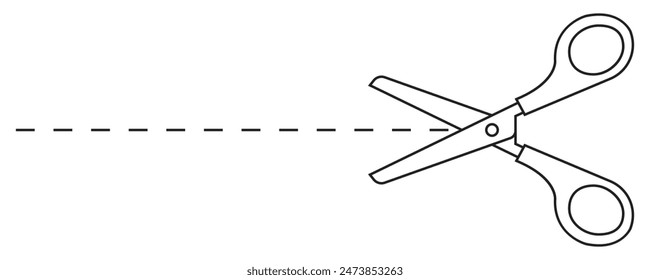 Cut here icon in outline and vector format.