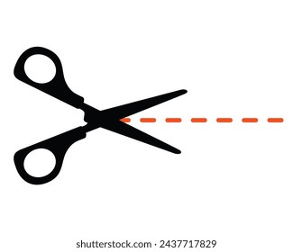 cortar aquí tijeras icono aislado en transparente.