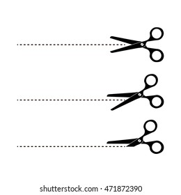 Cut Here Symbol. Scissors And Dotted Line. Cut Here Scissors.