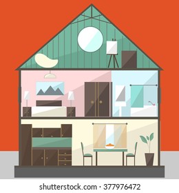 Cut in house interiors. Vector