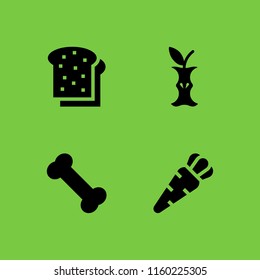 cut icon. 4 cut set with toast, bone, apple and carrot vector icons for web and mobile app