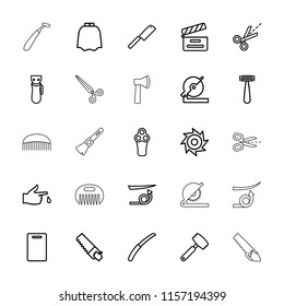 Cut icon. collection of 25 cut outline icons such as razor, electric razor, hairdresser peignoir, straight hair, cutting board. editable cut icons for web and mobile.