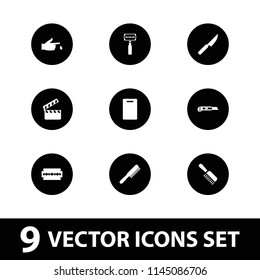 Cut icon. collection of 9 cut filled icons such as comb, cutting board, cutter, injured finger, knife, razor. editable cut icons for web and mobile.