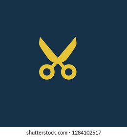 Cut icon , crop symbol. Flat vector sign isolated on blue background. Simple vector illustration for graphic and web design.