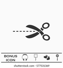 Cut icon flat. Black pictogram on white background. Vector illustration symbol and bonus button