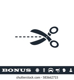 Cut icon flat. Black pictogram on white background. Vector illustration symbol and bonus button