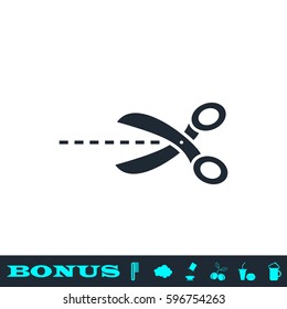 Cut icon flat. Black pictogram on white background. Vector illustration symbol and bonus button