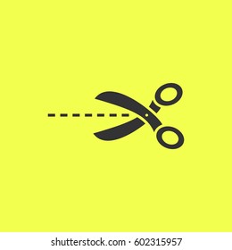 Cut icon flat. Black pictogram. Vector illustration symbol 