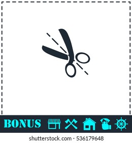 Cut icon flat. Simple vector symbol and bonus icon