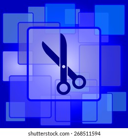 Cut icon. Internet button on abstract background. 