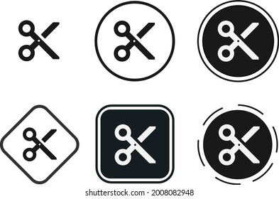 Schnittmarkensatz. Kollektion von hochwertigem schwarzen Umriss-Logo für Webdesign und mobile Dark Mode-Apps. Vektorgrafik auf weißem Hintergrund