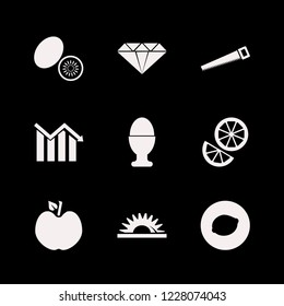 cut icon. cut vector icons set egg cup, descending graph, lemon and apple