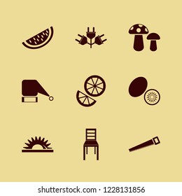 cut icon. cut vector icons set watermelon slice, chair, santa hat and electric plugs