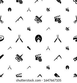 cut icons pattern seamless. Included editable filled Hairdressing salon, salmon, Cutter knife, Scythe, Gardening scissors, Video maker, fish steak icons. cut icons for web and mobile.