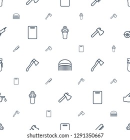 cut icons pattern seamless white background. Included editable outline electric razor, comb, cutting board, axe, injured finger, electric saw icons. cut icons for web and mobile.