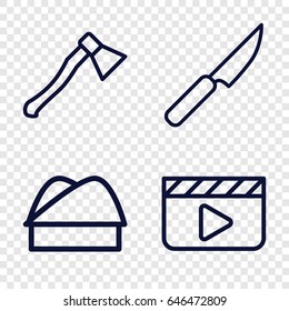 Cut icons set. set of 4 cut outline icons such as chef hat, knife, axe weapon