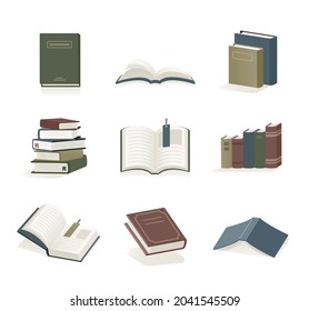 Cut illustration material of various books