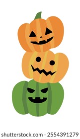 Cut illustration of stacked jack-o-lanterns