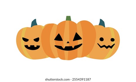 Cut illustration of three jack-o-lanterns