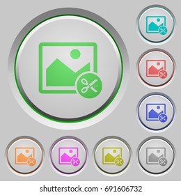 Cut image color icons on sunk push buttons